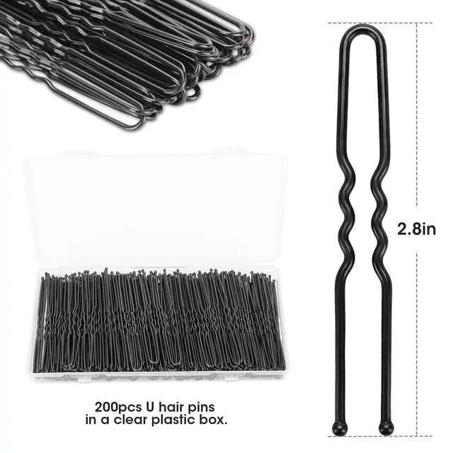 Alt view image 3 of 7 - 200PCS 2.8 Inch U Shaped Large Heavy Duty Hair Pins for Women Girls, Large Hair Pins for Thick/Long Hair, Long Hair Pin Bobby Pin for Secure Bun Salon Wedding Daily Hairstyles - Black