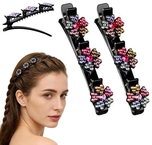Main image of Sparkling Crystal Stone Braided Hair Clips, 2026 New Rhinestone Hair Clips Hair Braid Clips, Girls/Women Hair Accessories for Styling Sectioning (22#)