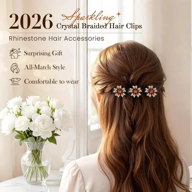 Alt view image 2 of 7 - Sparkling Crystal Stone Braided Hair Clips, 2026 New Rhinestone Hair Clips Hair Braid Clips, Girls/Women Hair Accessories for Styling Sectioning (22#)