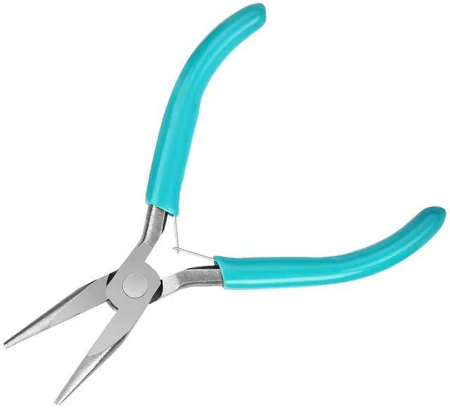 Main image of Sky Blue Mini Needle Nose Pliers - 4.5 Inch Jewelry Making Pliers With Comfort Grip Handle