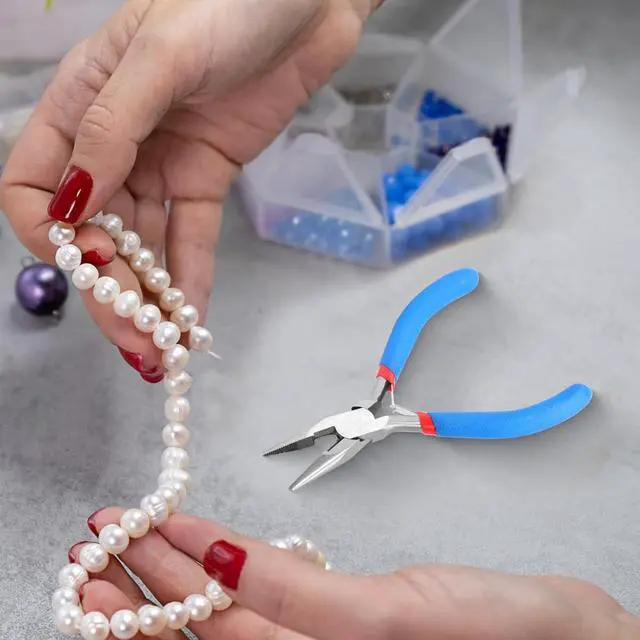 Alt view image 7 of 7 - Sky Blue Mini Needle Nose Pliers - 4.5 Inch Jewelry Making Pliers With Comfort Grip Handle