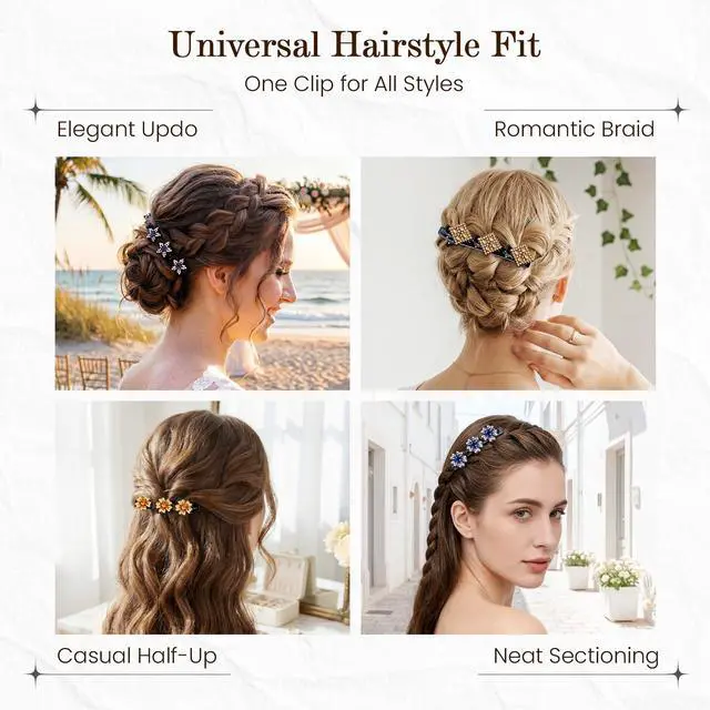Alt view image 5 of 7 - Sparkling Crystal Stone Braided Hair Clips, 2026 New Rhinestone Hair Clips Hair Braid Clips, Girls/Women Hair Accessories for Styling Sectioning (22#)