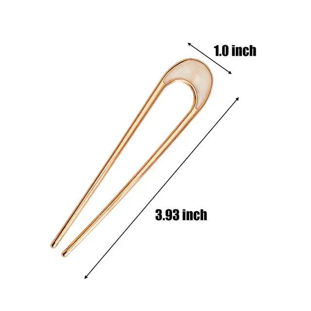 Alt view image 3 of 7 - 3pcs Metal French Hair Pins for Thick HairFrench Twist Hair Pin for Women Girls,U Shaped Hair Fork for Thick Hair,hair pins for buns,Large French Pins,Suitable for Hair Style (golden)