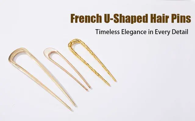 Alt view image 4 of 7 - 3pcs Metal French Hair Pins for Thick HairFrench Twist Hair Pin for Women Girls,U Shaped Hair Fork for Thick Hair,hair pins for buns,Large French Pins,Suitable for Hair Style (golden)