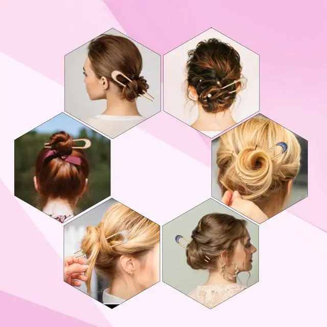 Alt view image 5 of 7 - 3pcs Metal French Hair Pins for Thick HairFrench Twist Hair Pin for Women Girls,U Shaped Hair Fork for Thick Hair,hair pins for buns,Large French Pins,Suitable for Hair Style (golden)