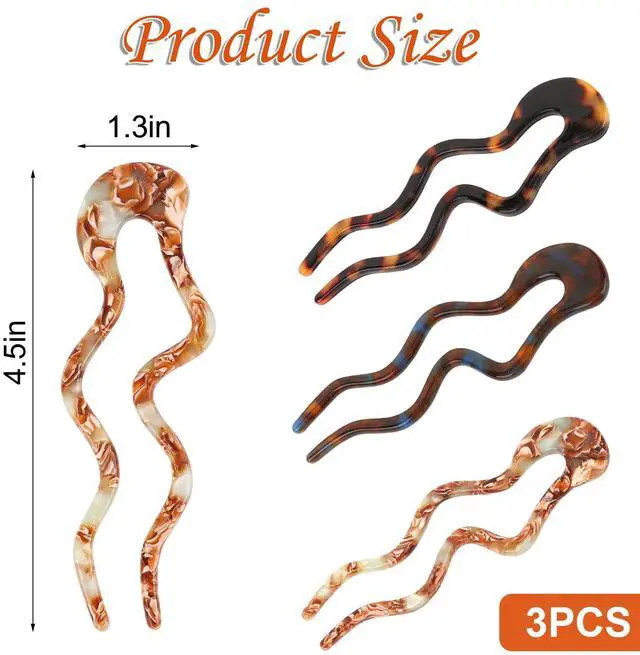 Alt view image 2 of 7 - 3PCS U Shaped French Hair Pin for Women,French Twist Pin for Thick&Fine Hair