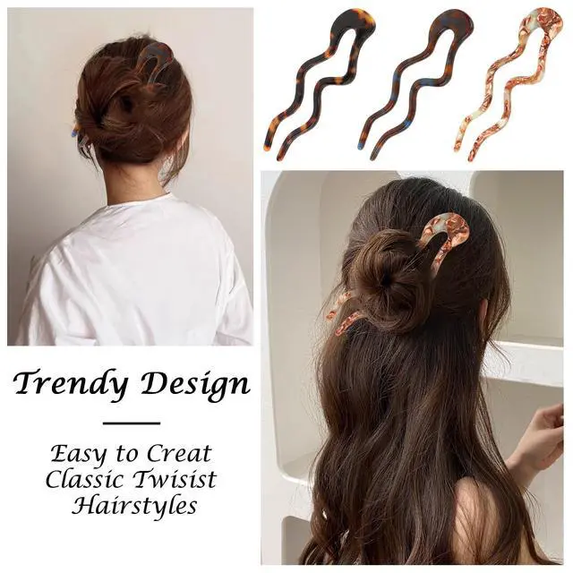 Alt view image 5 of 7 - 3PCS U Shaped French Hair Pin for Women,French Twist Pin for Thick&Fine Hair