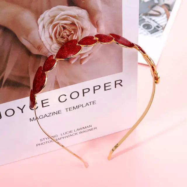Alt view image 2 of 4 - Valentine's Heart Headband Glitter Sparky Sweet Love Heart Hairband Hair Accessories for Women Festive Holiday Gift Red