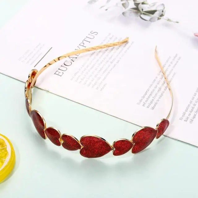 Alt view image 4 of 4 - Valentine's Heart Headband Glitter Sparky Sweet Love Heart Hairband Hair Accessories for Women Festive Holiday Gift Red