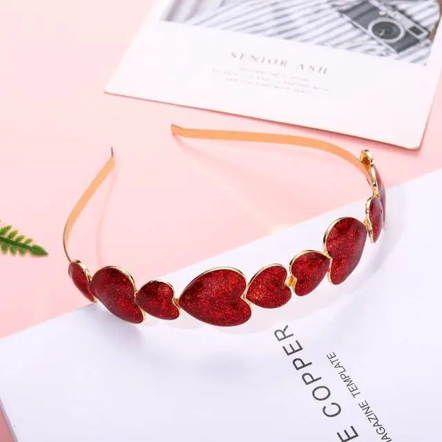 Alt view image 3 of 4 - Valentine's Heart Headband Glitter Sparky Sweet Love Heart Hairband Hair Accessories for Women Festive Holiday Gift Red