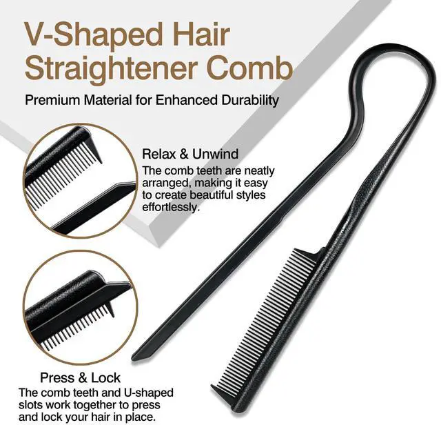 Alt view image 2 of 7 - V-Shaped Hair Straightener Comb Portable Wheat Straw Hairdressing Tool for Styling & Straightening, DIY Hairdressing Tool
