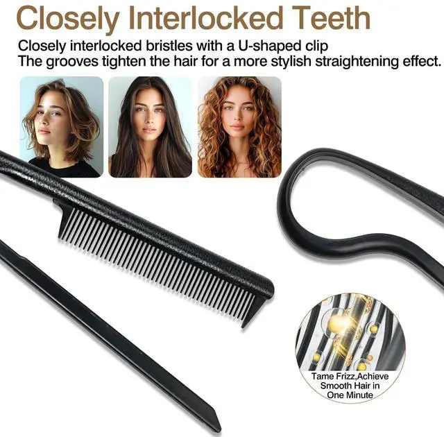Alt view image 3 of 7 - V-Shaped Hair Straightener Comb Portable Wheat Straw Hairdressing Tool for Styling & Straightening, DIY Hairdressing Tool