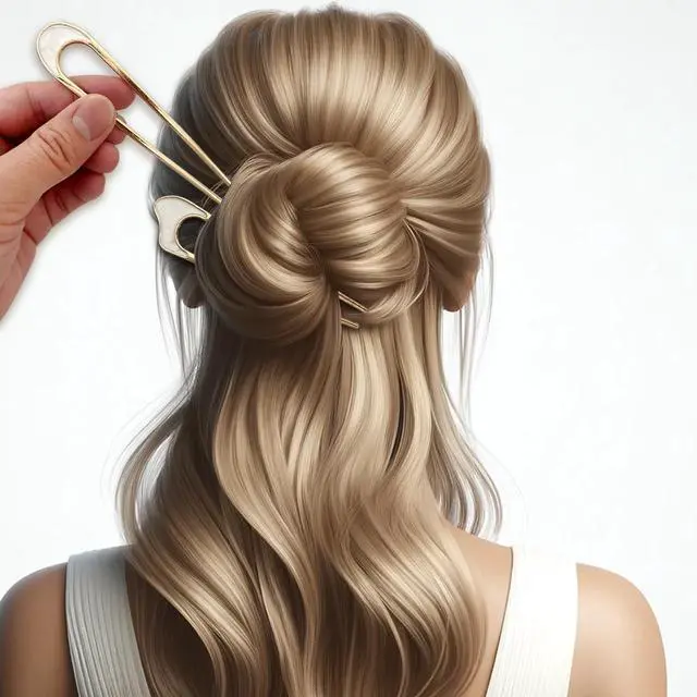 Alt view image 2 of 7 - 2PCS U-Shaped Hair Pins - Vintage Metal Hair Sticks with Natural Pearls for Elegant Hairstyles