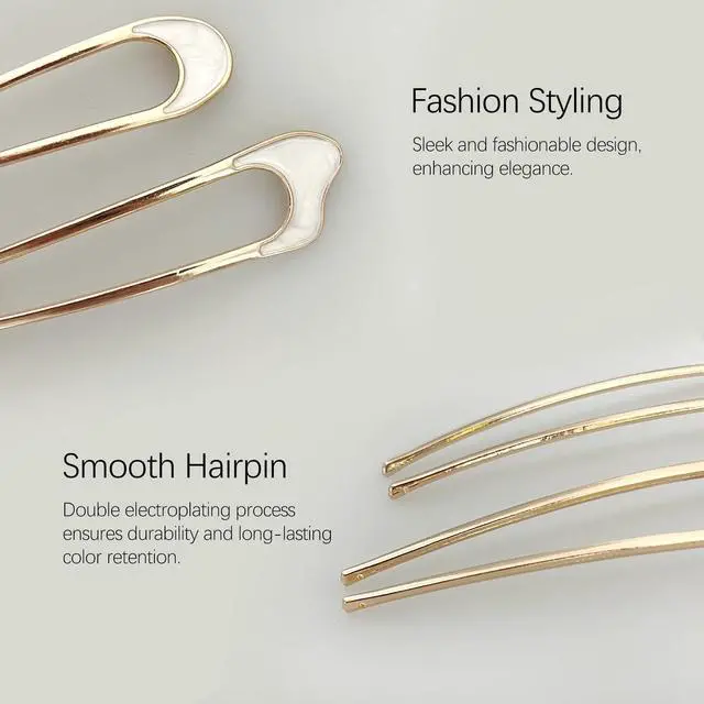 Alt view image 5 of 7 - 2PCS U-Shaped Hair Pins - Vintage Metal Hair Sticks with Natural Pearls for Elegant Hairstyles