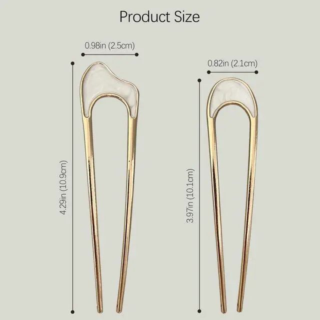 Alt view image 6 of 7 - 2PCS U-Shaped Hair Pins - Vintage Metal Hair Sticks with Natural Pearls for Elegant Hairstyles