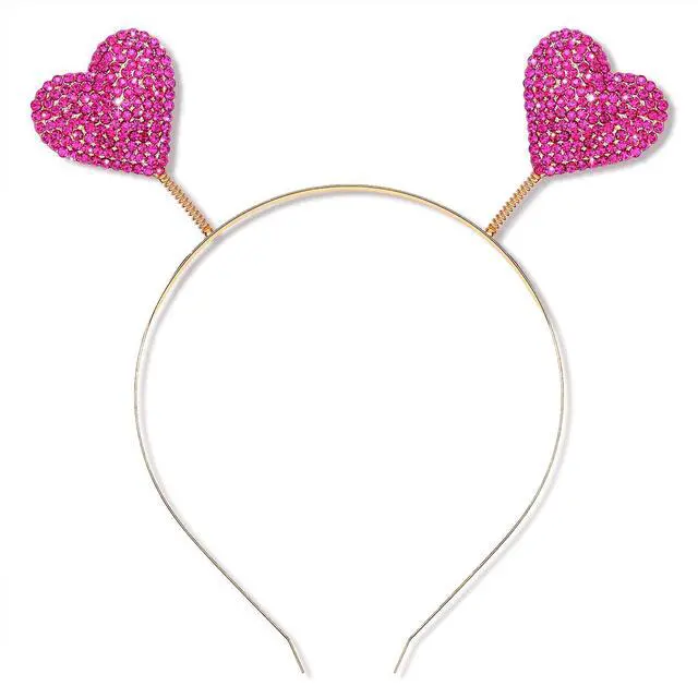 Main image of Valentines Day Heart Headband Shinny Rhinestone Heart Hairbands Red Heart Hair Accessory Party Gifts