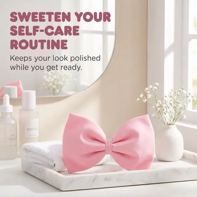 Alt view image 3 of 7 - 1Pc Sweet Pink Halloween Bow Headband Bowknot Hair Hoops Bands Headpiece Hairband for Women and Grils,Women Christmas Birthday Party Decorations Accessories Easy to Wear,Headbands Hair Accessories