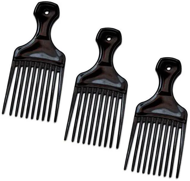 Main image of (3 Pack) 5.25" Plastic Afro Pick Lift Hair Comb Detangle Wig Braid Hair Man Styling Comb
