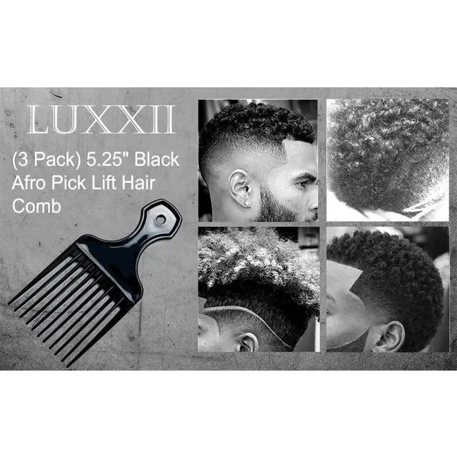 Alt view image 2 of 7 - (3 Pack) 5.25" Plastic Afro Pick Lift Hair Comb Detangle Wig Braid Hair Man Styling Comb