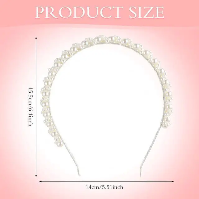 Alt view image 2 of 7 - Pearl Headband for Women Elegant Faux Pearl Bridal Hair Hoop Headpiece Wedding Hair Accessories Hairband