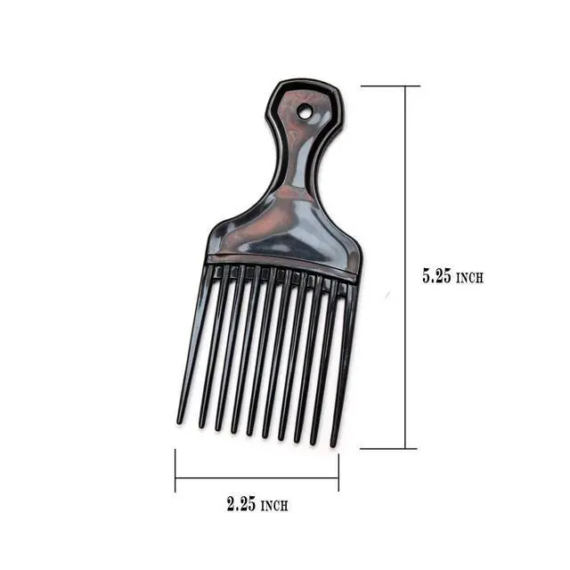 Alt view image 3 of 7 - (3 Pack) 5.25" Plastic Afro Pick Lift Hair Comb Detangle Wig Braid Hair Man Styling Comb