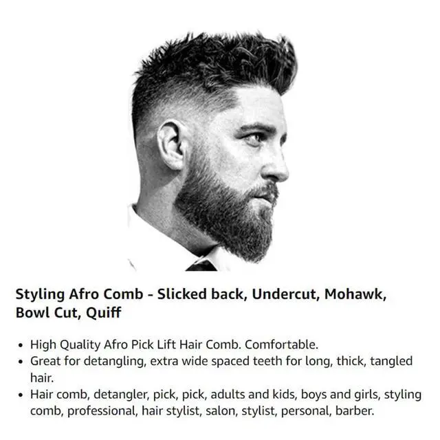 Alt view image 4 of 7 - (3 Pack) 5.25" Plastic Afro Pick Lift Hair Comb Detangle Wig Braid Hair Man Styling Comb