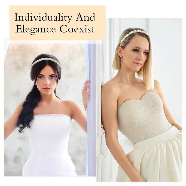Alt view image 6 of 7 - Pearl Headband for Women Elegant Faux Pearl Bridal Hair Hoop Headpiece Wedding Hair Accessories Hairband