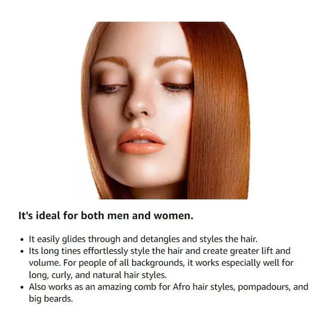 Alt view image 6 of 7 - (3 Pack) 5.25" Plastic Afro Pick Lift Hair Comb Detangle Wig Braid Hair Man Styling Comb