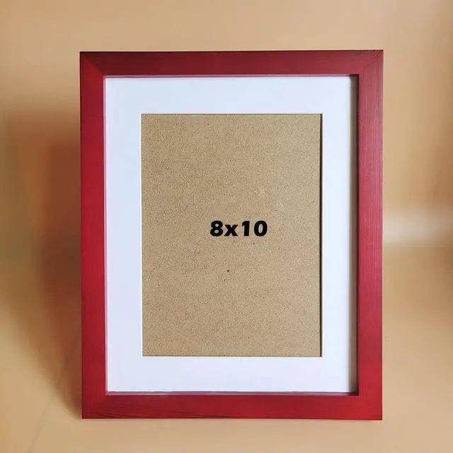 Main image of 8x10 Picture Frames RED Solid Wood Frame, Plastic Panel (Film Needs to be Removed) Table or Wall.Front Window Opening 7.5x9.5 inch.