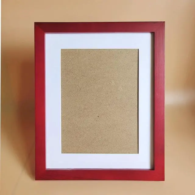 Alt view image 2 of 7 - 8x10 Picture Frames RED Solid Wood Frame, Plastic Panel (Film Needs to be Removed) Table or Wall.Front Window Opening 7.5x9.5 inch.
