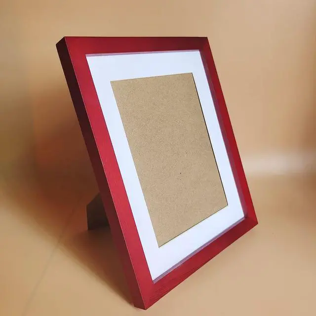 Alt view image 3 of 7 - 8x10 Picture Frames RED Solid Wood Frame, Plastic Panel (Film Needs to be Removed) Table or Wall.Front Window Opening 7.5x9.5 inch.