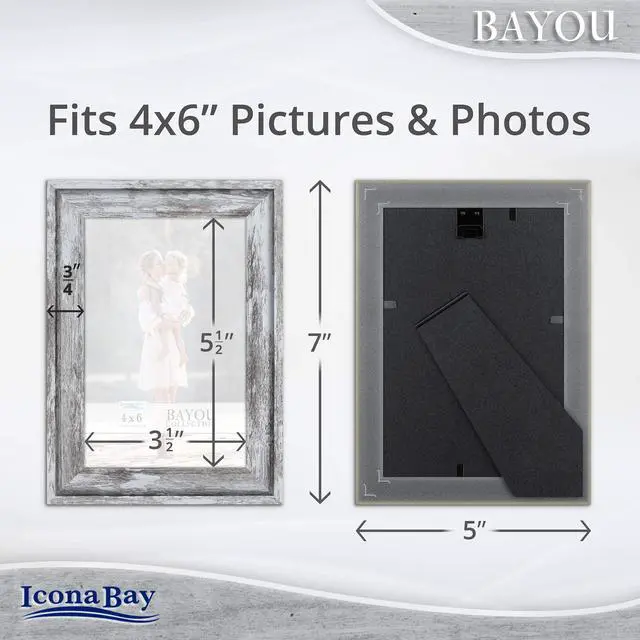 Alt view image 2 of 7 - 6x4 Picture Frame (Azure Grey, 1 Pack) Cape Cod Style 6 x 4 Photo Frame, Table Top or Wall Mount,
