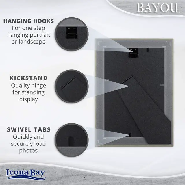 Alt view image 3 of 7 - 6x4 Picture Frame (Azure Grey, 1 Pack) Cape Cod Style 6 x 4 Photo Frame, Table Top or Wall Mount,