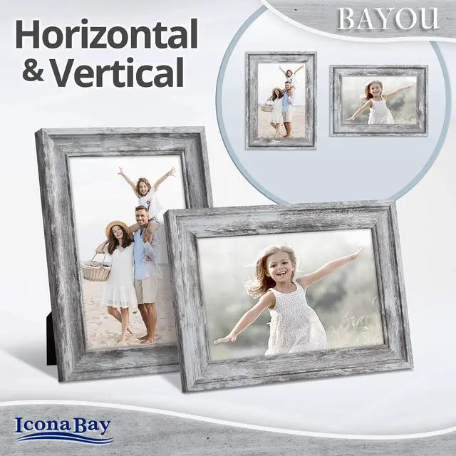 Alt view image 4 of 7 - 6x4 Picture Frame (Azure Grey, 1 Pack) Cape Cod Style 6 x 4 Photo Frame, Table Top or Wall Mount,