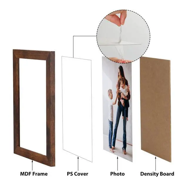 Alt view image 4 of 7 - 1 Pack 4x6 Picture Frame for Tabletop and Wall | Rustic Vintage Linen Color Wooden Photo Frame for Horizontal/Vertical Display, Use in Living Room, Bedroom, and Office