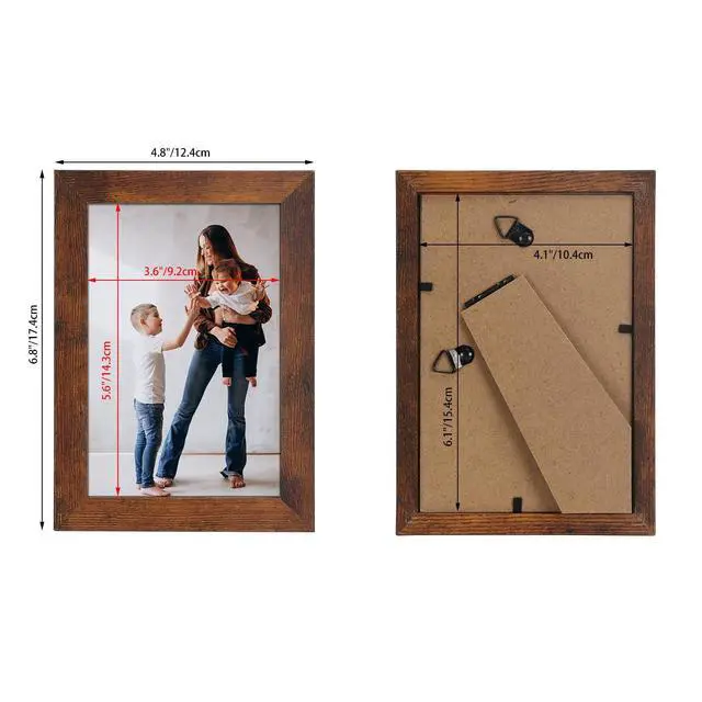 Alt view image 2 of 7 - 1 Pack 4x6 Picture Frame for Tabletop and Wall | Rustic Vintage Linen Color Wooden Photo Frame for Horizontal/Vertical Display, Use in Living Room, Bedroom, and Office