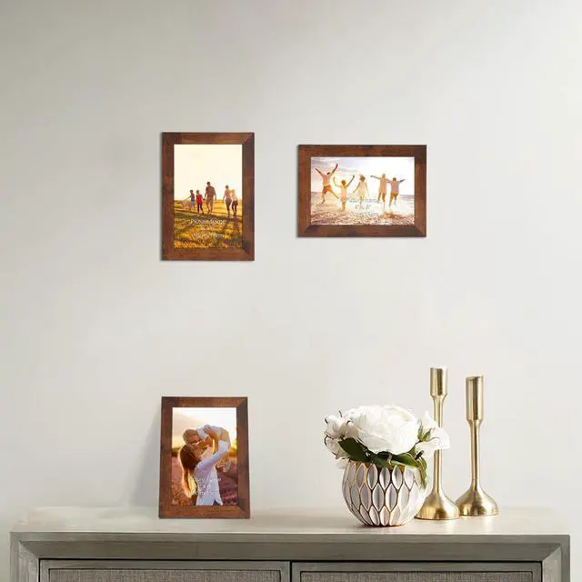 Alt view image 7 of 7 - 1 Pack 4x6 Picture Frame for Tabletop and Wall | Rustic Vintage Linen Color Wooden Photo Frame for Horizontal/Vertical Display, Use in Living Room, Bedroom, and Office