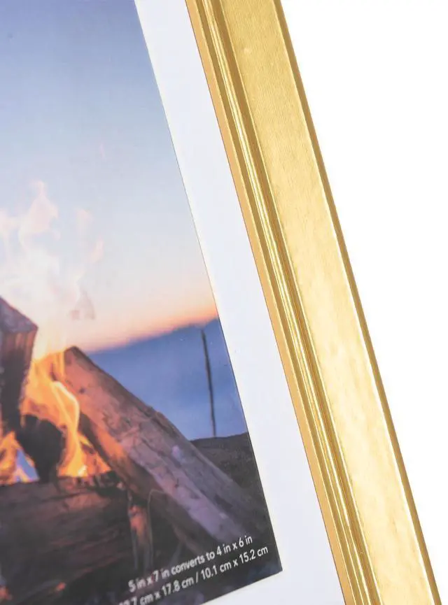 Alt view image 6 of 7 - 5x7 Picture Frame Gold, Display 5x7 without Mat or 4x6 with Mat, Wall Gallery Photo Frames