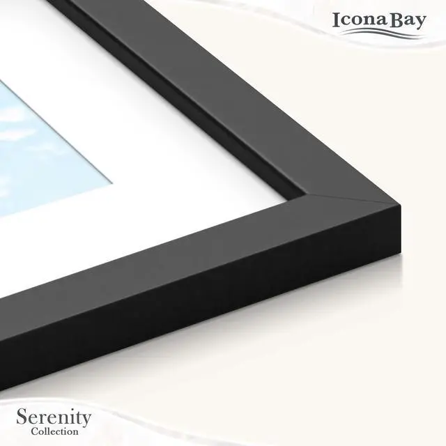 Alt view image 2 of 7 - 4x6 Picture Frame with Mat for 3x5 Photo - Black - Serenity Collection | 4 x 6 photo frame, sleek modern style, tabletop or wall mount display, photo holder for home or office gallery