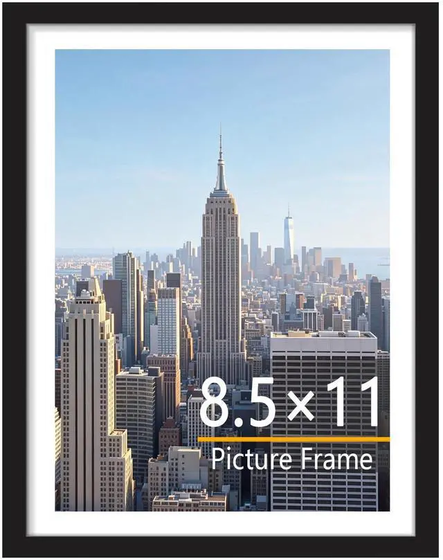 Main image of 8.5x11 Picture Frame, Display Pictures 8.5 x 11 Without Mat, Wall Hanging Photo Frame, Black, 1 Pack