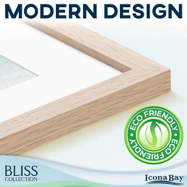 Alt view image 2 of 7 - 11x14 Light Oak Collage Picture Frame with Removable Mat for 5-4x6 Photos - Modern Style Engineered Wood Frame - Wall Mount Only - Bliss Collection