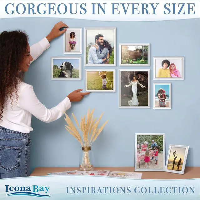 Alt view image 5 of 7 - 4x6 White Picture Frame, Contemporary, Inspirations, Wall or Table Top | beautifully scalloped frame comes with hanging hardware for versatile horizontal or vertical display.