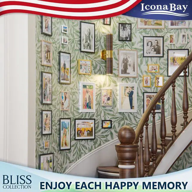 Alt view image 5 of 7 - 11x14 Light Oak Collage Picture Frame with Removable Mat for 5-4x6 Photos - Modern Style Engineered Wood Frame - Wall Mount Only - Bliss Collection