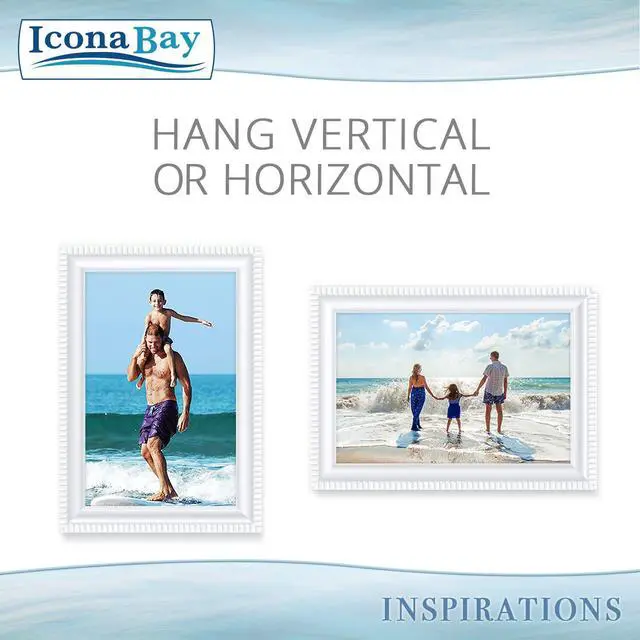 Alt view image 7 of 7 - 4x6 White Picture Frame, Contemporary, Inspirations, Wall or Table Top | beautifully scalloped frame comes with hanging hardware for versatile horizontal or vertical display.