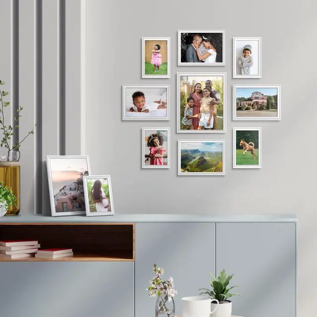 Alt view image 6 of 7 - 4x6 White Picture Frame, Contemporary, Inspirations, Wall or Table Top | beautifully scalloped frame comes with hanging hardware for versatile horizontal or vertical display.