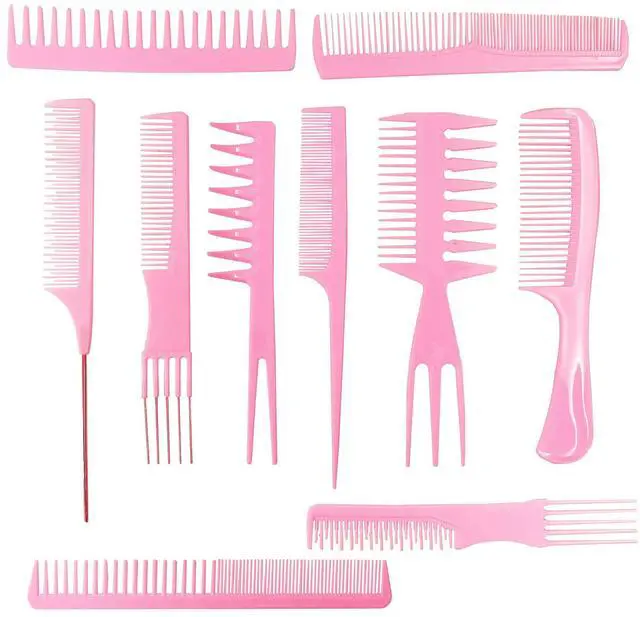 Main image of 10 Pcs Professional Styling Comb Set - Coarse and Fine Toothed Pick Combs for Hairstyling