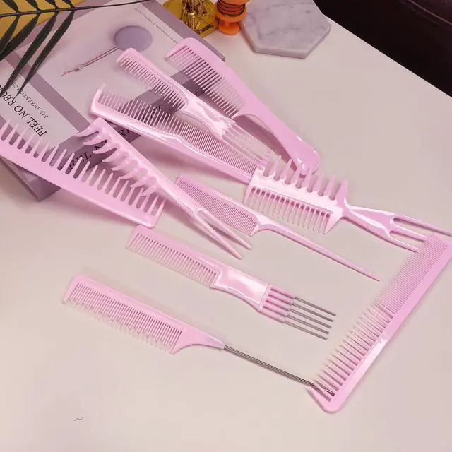 Alt view image 3 of 5 - 10 Pcs Professional Styling Comb Set - Coarse and Fine Toothed Pick Combs for Hairstyling