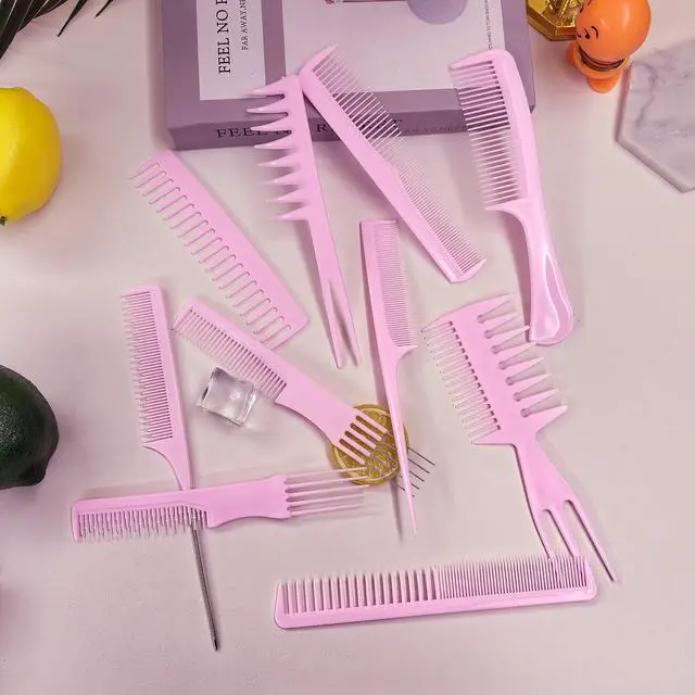 Alt view image 4 of 5 - 10 Pcs Professional Styling Comb Set - Coarse and Fine Toothed Pick Combs for Hairstyling
