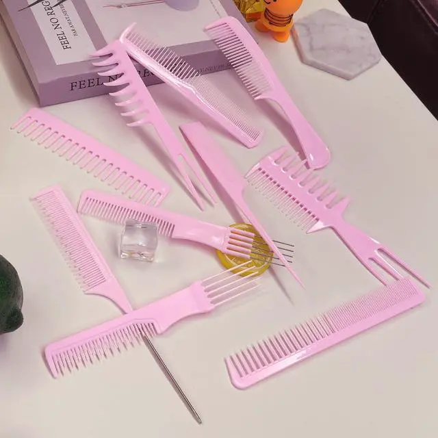 Alt view image 5 of 5 - 10 Pcs Professional Styling Comb Set - Coarse and Fine Toothed Pick Combs for Hairstyling