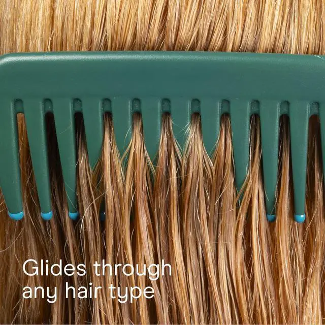 Alt view image 3 of 4 - & Smooth Shower Comb with Hook, Detangler Hair Comb for Women and Men, Wide-Spaced Teeth for Any Hair Type Wet or Dry, Distributes Conditioner, Teal Green
